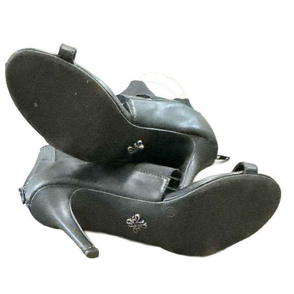 8.5 Casual black heels casual black sandal ankle heels bandage gladiator heels - Picture 3 of 8